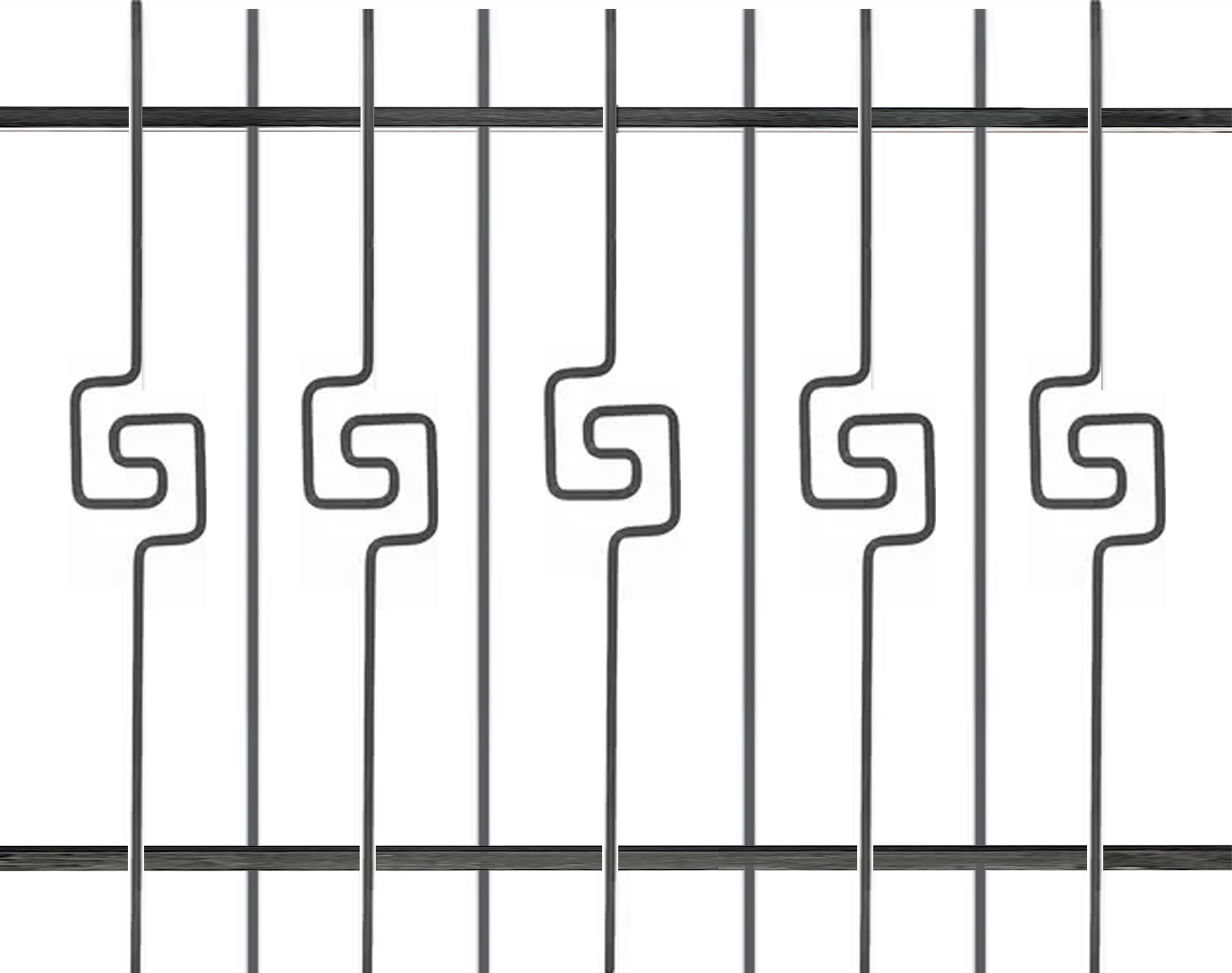 Grille de défense composé de barreaux ondulés #07175 en alterna...lisse. Structure complète de la grille en section carré de 14mm. Convient pour des tableaux de fenêtre de maison ou bâtiment. Cette grille est à installer dans votre tableau de fenêtre. Protégez votre habitation avec cette grille anti-intrusion fabriquée en France dans notre atelier en Provence. Composé de barreaux avec un vide normalisé entre chaque barreau. Cette grille de fenêtre est livrée brut sans peinture, il vous appartient de les peindres de la couleur de votre choix. Les photos montrent le style du modèle. La composition exacte est ajustée pour correspondre à votre format.

Les barreaux sont tous soudés en applique sur les 2 barres horizontales. Cette grille, ainsi que toutes celles de la gamme GRF sont configurables a vos mesures de tableaux (voir les dimensions possibles entre la longueur et hauteur minimum puis maximum) puis fabriqués à la commande sous 10-20 jours en moyenne directement dans notre atelier par notre équipe de ferronnier.