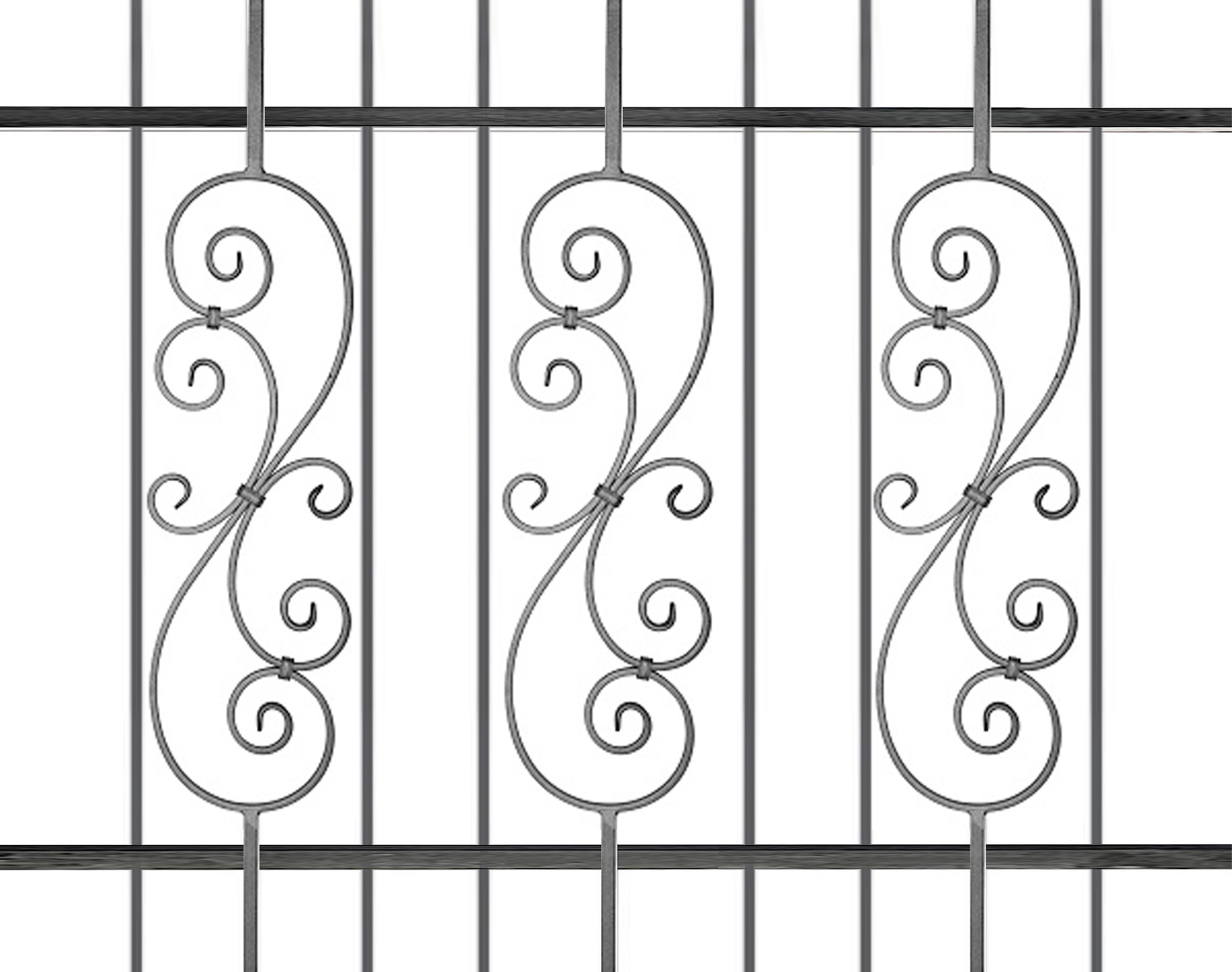 Grille de défense composé de barreaux ondulés #07175 en alterna...isse). Structure complète de la grille en section carré de 14mm. Convient pour des tableaux de fenêtre de maison ou bâtiment. Cette grille est à installer dans votre tableau de fenêtre. Protégez votre habitation avec cette grille anti-intrusion fabriquée en France dans notre atelier en Provence. Composé de barreaux avec un vide normalisé entre chaque barreau. Cette grille de fenêtre est livrée brut sans peinture, il vous appartient de les peindres de la couleur de votre choix. Les photos montrent le style du modèle. La composition exacte est ajustée pour correspondre à votre format.

Les barreaux sont tous soudés en applique sur les 2 barres horizontales. Cette grille, ainsi que toutes celles de la gamme GRF sont configurables a vos mesures de tableaux (voir les dimensions possibles entre la longueur et hauteur minimum puis maximum) puis fabriqués à la commande sous 10-20 jours en moyenne directement dans notre atelier par notre équipe de ferronnier.