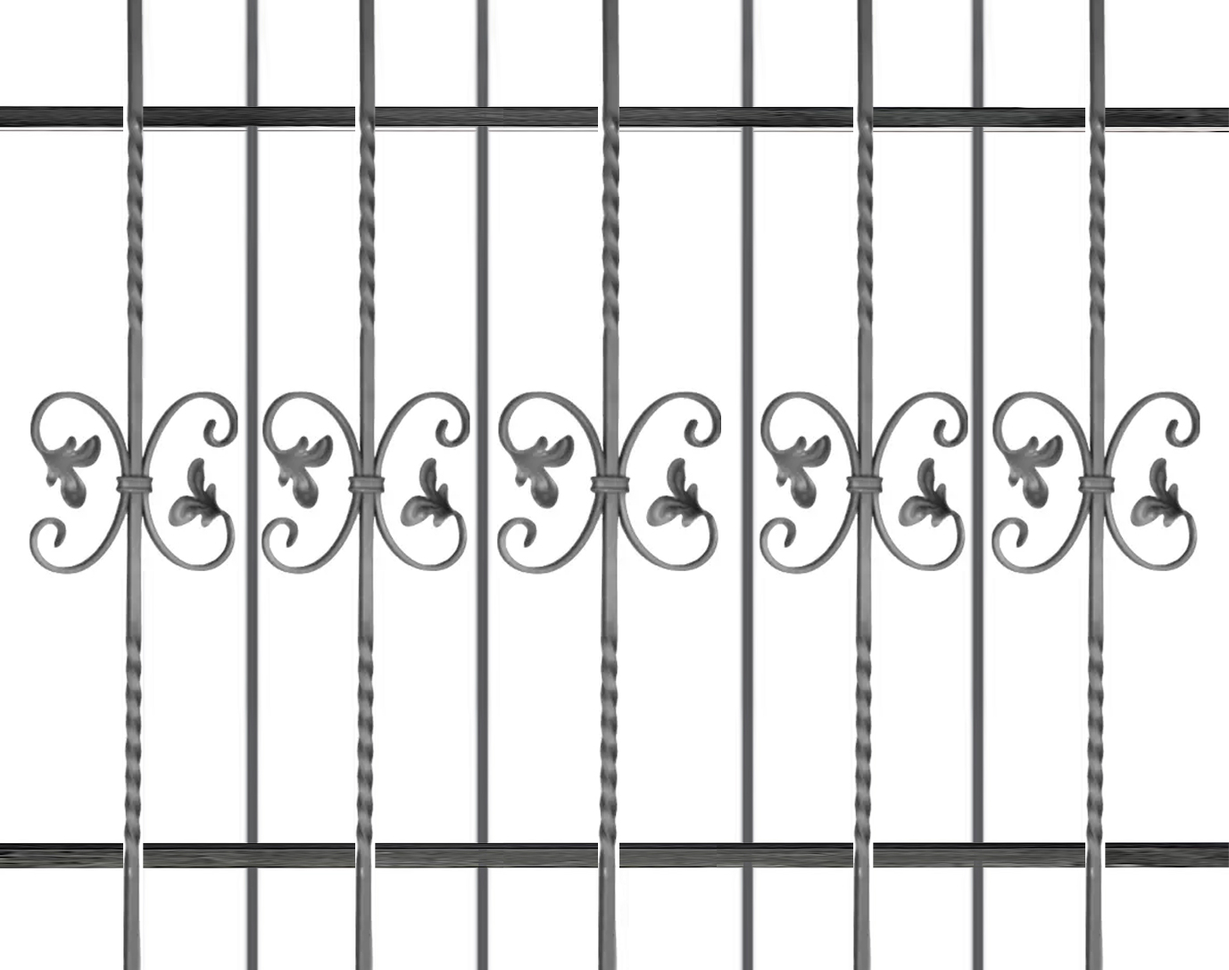 Grille de défense composé de barreaux ondulés #05135 en alterna...lisse. Structure complète de la grille en section carré de 12mm. Convient pour des tableaux de fenêtre de maison ou bâtiment. Cette grille est à installer dans votre tableau de fenêtre. Protégez votre habitation avec cette grille anti-intrusion fabriquée en France dans notre atelier en Provence. Composé de barreaux avec un vide normalisé entre chaque barreau. Cette grille de fenêtre est livrée brut sans peinture, il vous appartient de les peindres de la couleur de votre choix. Les photos montrent le style du modèle. La composition exacte est ajustée pour correspondre à votre format.

Les barreaux sont tous soudés en applique sur les 2 barres horizontales. Cette grille, ainsi que toutes celles de la gamme GRF sont configurables a vos mesures de tableaux (voir les dimensions possibles entre la longueur et hauteur minimum puis maximum) puis fabriqués à la commande sous 10-20 jours en moyenne directement dans notre atelier par notre équipe de ferronnier.