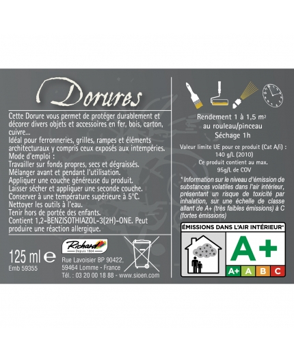 Peinture Dorure Gris argenté ral 7016 . Pot 125 Ml . Notre gamme Dorures et Ferronneries est utilisable sur tous types de supports tels que le métal, le bois, le plâtre, le carton , la faïence , le polystyrène . Intérieur et Extérieur . Pigments métalliques haut de gamme . Aspect satiné .Primaire et top coat intégré. Direct to Metal RAL 7016