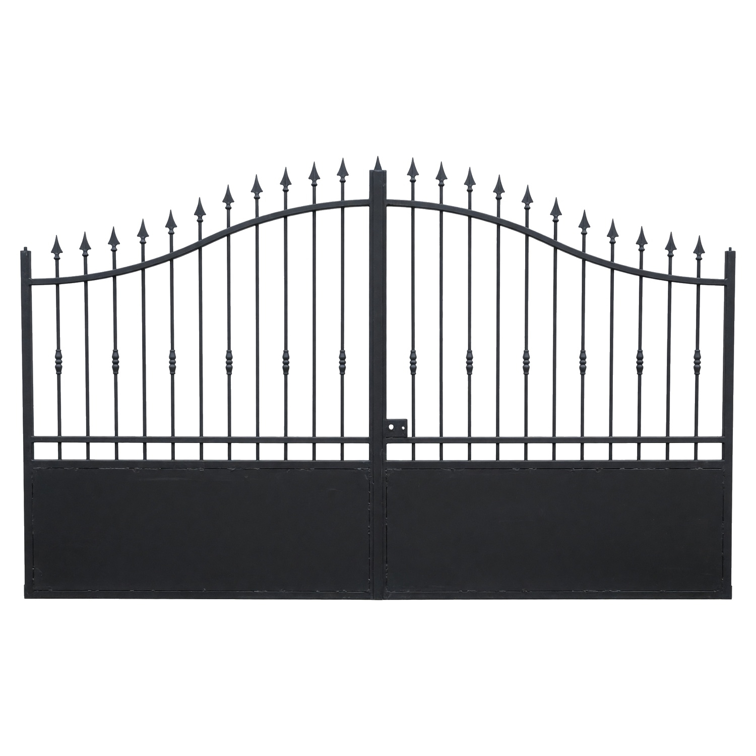 Le portail acier Luberon associe une silhouette cintrée élégante à des barreaux terminés par des pointes de lance. Sa ligne monte progressivement vers le centre pour créer une entrée au caractère traditionnel. Il peut être configuré avec une ouverture battante ou coulissante. Plusieurs dimensions, niveaux de remplissage et décorations permettent de l’adapter au style recherché. La finition peut être choisie en acier brut ou thermolaqué dans une sélection de couleurs RAL. Le sens d’ouverture et la préparation pour motorisation sont définis directement dans le configurateur. Les accessoires fournis sont adaptés au type d’ouverture sélectionné. Avant la livraison, un plan coté sera envoyé à l’acheteur et devra nous être retourné signé afin de réaliser une double vérification.