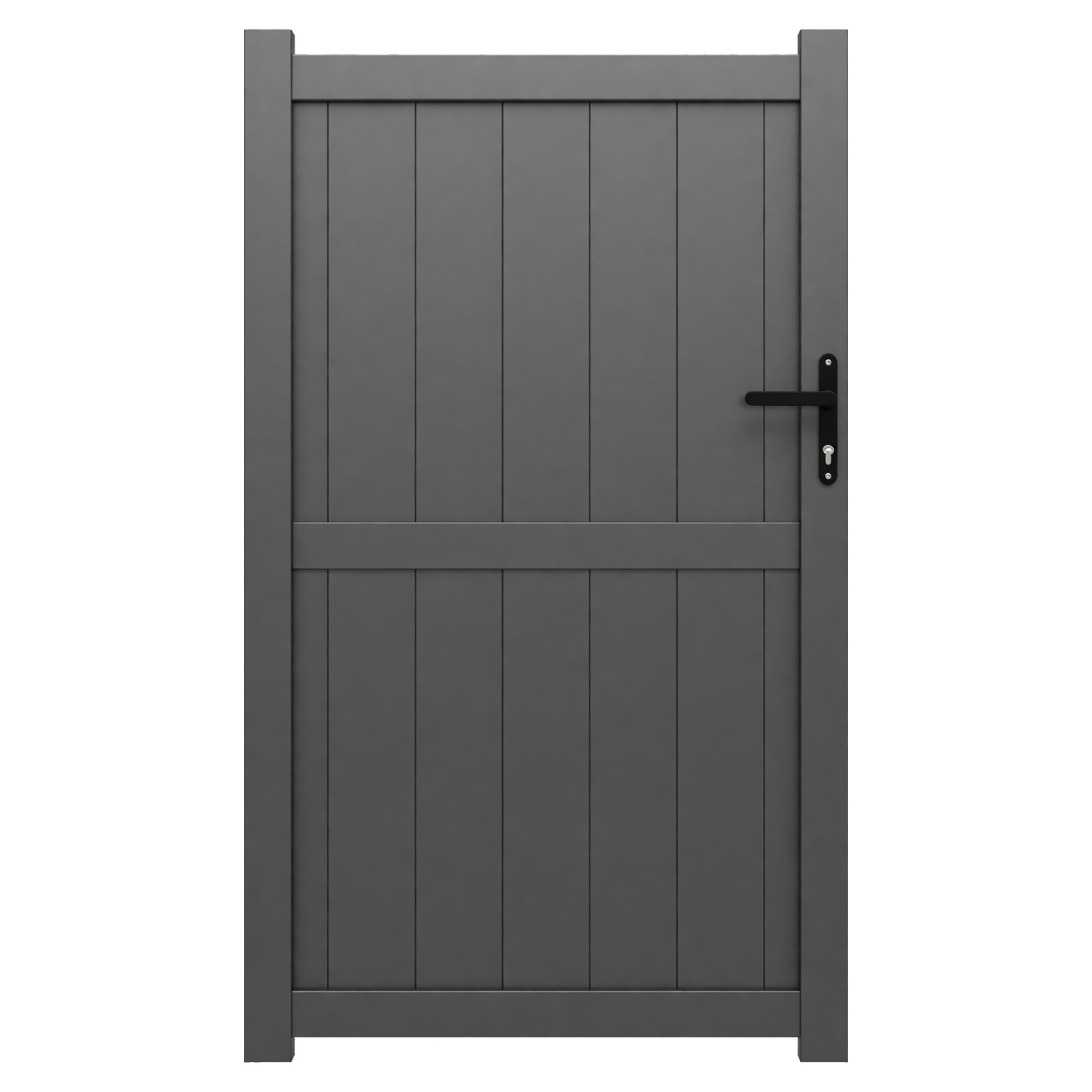 Le portillon aluminium Nice présente un remplissage plein composé de lames verticales. Il crée un passage piéton assorti au portail Nice tout en préservant l’intimité. Sa structure en aluminium offre une solution durable et adaptée à un usage extérieur. La finition thermolaquée gris RAL 7016 souligne son style contemporain. Sa serrure à canon européen avec poignée noire est fournie. Les gonds, la butée de réception et l’embout de montant sont également fournis.