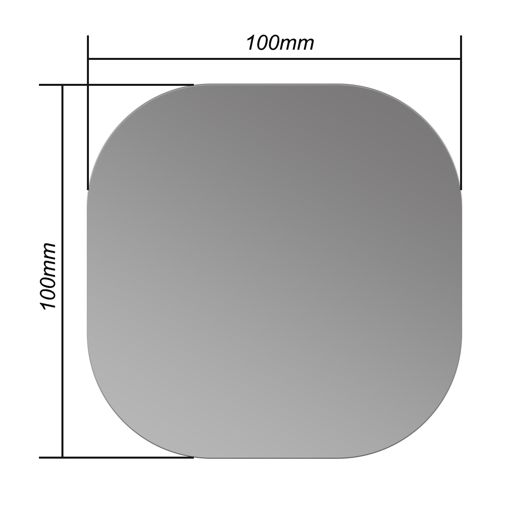 Platine vierge sans perçage en acier. A souder sur vos poteaux ou différentes barres en acier. Hauteur de 100mm. Largeur de 100mm. Epaisseur de 10mm. Forme carré avec les angles arrondis. Prête à perçer et souder.