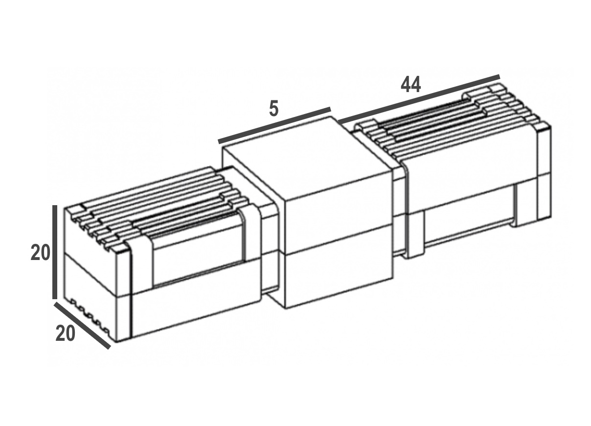 Raccord à 180° pour tube carré de section 20x20x2mm, en Nylon de couleur noir (PA 6 polyamide). Hauteur 20mm Longueur totale 93mm Longueur visible 5mm. Ce raccord permet l'assemblage définitif facile, sans soudure, de 2 tubes aciers. Il sera inséré à l'aide d'un maillet, après avoir au besoin ébavuré les bords du tube. C'est l'élément indispensable pour fabriquer soit même facilement divers réalisation (rambarde, étagère, meuble style indus ...). Le plastique Nylon® s'utilise aussi bien en intérieur qu'en extérieur, il est de couleur noir mat. Fabrication française.