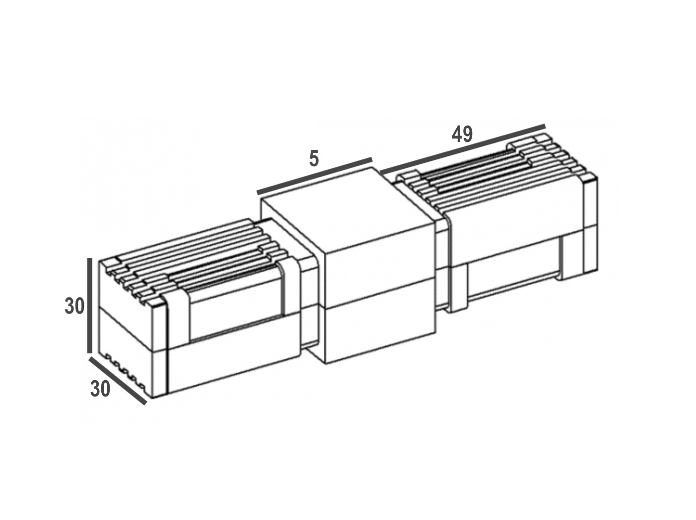 Raccord à 180° pour tube carré de section 30x30x2mm, en Nylon de couleur noir (PA 6 polyamide). Hauteur 30mm Longueur totale 103mm Longueur visible 5mm. Ce raccord permet l'assemblage définitif facile, sans soudure, de 2 tubes aciers. Il sera inséré à l'aide d'un maillet, après avoir au besoin ébavuré les bords du tube. C'est l'élément indispensable pour fabriquer soit même facilement divers réalisation (rambarde, étagère, meuble style indus ...). Le plastique Nylon® s'utilise aussi bien en intérieur qu'en extérieur, il est de couleur noir mat. Fabrication française.
