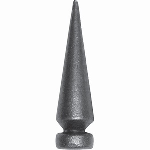 Pointe de lance de 112mm de haut par 28mm de large et avec une base d'un diamètre de 24mm en fer forgé.