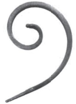 Demi volute finition palmée - Hauteur 180mm Largeur 125mm Plat de 16x6mm - Fer forgé - À souder