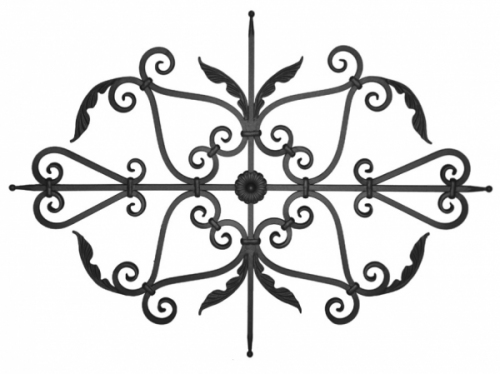 Panneau décoratif  hauteur 1420 X 1030 mm en carré de 16mm . Composition volutes et feuilles et rosace
