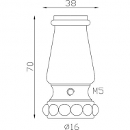 Garniture de barreau en fonte à visser. Taraudée M5. Livrée avec sa vis de fixation. Compatible avec des barreaux de diamètre 16mm.