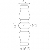 Garniture de barreau en fonte à visser. Taraudée M5. Livrée avec sa vis de fixation. Compatible avec des barreaux de diamètre 16mm.