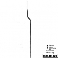 Barreau en fer plein carré de 12mm de section. Hauteur de 1000mm. Généralement utilisé pour les garde-corps ou les rampes. Type A.