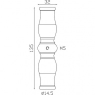 Garniture de barreau en acier tourné à visser. Taraudée M6. Livrée avec sa vis de fixation. Compatible avec des barreaux de diamètre 14mm.