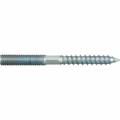 Goujon adaptateur filetage bois et métrique, 4.8, ac zingué . Filetage  métrique M 10 long  40 mm. Longueur totale 100 mm . Pour visser boules laiton et en acier sur main courante en bois