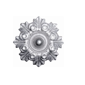Rosace en fonte zinguée et en forme de fleur avec un diamètre de 130mm. A visser. Taraudage M5.