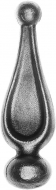 Pointe de lance de 125mm de haut par 35mm de large et avec une base d'un diamètre de 30mm en fer forgé.