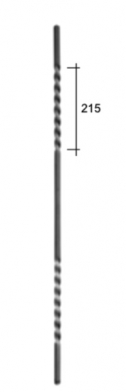 Barreau carré lisse plein avec deux torsades sur la longueur, en fer forgé. Hauteur de 950mm, hauteur de la torsade 215mm en carré de 16mm, avec extrémités non ébavurées. Fixation par soudure. Utilisation en intérieur ou en extérieur pour toutes sortes de fabrication en fer forgé comme un garde corps, un portail, une rampe d'escalier, une grille de défense, par exemple... Fourni brut, à peindre ou à vernir pour le protéger contre la corrosion.