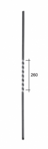 Barreaux torsadé en carré de 14 mm H 950 mm . Motif torsade 260 mm 