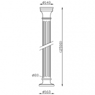 Poteau Colonne fonte octogonale H2500 Ø80 mm - résistance 3 tonnes - Pour réalisation de pergola