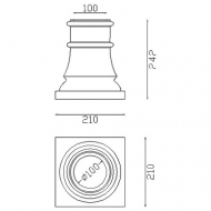 Base ou chapiteau alu 240x210 pour Fût Ø100 ép. 8 mm -Reçoit aussi bien un tube cannelé qu'un tube lisse Ø100mm, c'est l'un éléments nécessaires à l'assemblage d'un poteau modulaire.