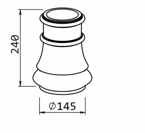 Décoration basse pour colonne alu, base en forme opéra, en aluminium. Hauteur 240mm, plus grand diamètre Ø145mm, pour tube Ø100mm. Reçoit aussi bien un tube cannelé qu'un tube lisse, c'est l'un élément nécessaires à l'assemblage d'un poteau modulaire. Permet une finition élégante. Convient pour un usage en intérieur ou en extérieur. Finition: brut. Existe en version pour tube de Ø80mm (référence 06316).