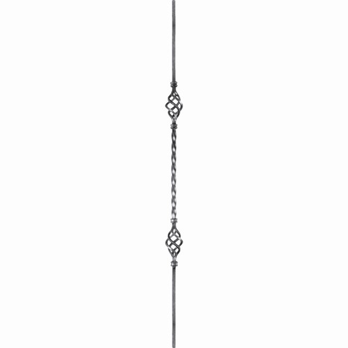 Barreau semi torsadé avec 2 vrilles, en fer forgé. Hauteur 900mm Largeur 50mm carré lisse plein de 12mm. Fixation par soudure. Fourni brut, à peindre ou à vernir pour protéger de la corrosion. Au delà de son rôle sécuritaire, il peut être un élément décoratif dans plusieurs réalisations en fer forgé tel que du mobiliers, divers objets décoratifs, des grilles de défense, des rampes d'escaliers, des portails, des kiosques, des gardes corps.