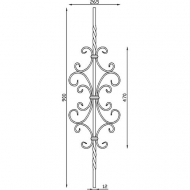 Barreau composé de huit volutes. Carré de 12mm et hauteur de 900mm.