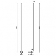 Balustre coudée pour escalier avec rosace diam 67 a sceller. Diamètre de 16mm et hauteur de 1200mm.