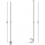 Barreau rond diam 14 calibré avec décor rosace pour fabrication de rampe d'escalier fixation à l'anglaise retour coudé de 50 - 130mm