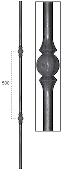Image du produit : Barreau rond lisse ø14mm et hauteur 1000mm en fer forgé avec deux motif