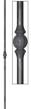Barreau à souder en fer forgé. Section ronde de ø14mm de diamètre et 1000mm de hauteur. En acier lisse. Composé d’un motif central. Différentes sections au choix. Fixation par soudure. Fourni brut, à peindre ou à vernir pour protéger de la corrosion. Au delà de son rôle sécuritaire, il peut être un élément décoratif dans plusieurs réalisations en fer forgé tel que du mobiliers, divers objets décoratifs, des grilles de défense, des rampes d'escaliers, des portails, des kiosques, des gardes corps.