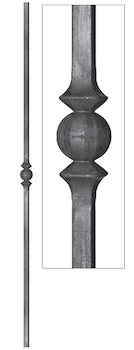 Barreau à souder en fer forgé. Section carré de 12mm et 1000mm de hauteur. En acier lisse. Composé d’un motif central. Différentes sections au choix. Fixation par soudure. Fourni brut, à peindre ou à vernir pour protéger de la corrosion. Au delà de son rôle sécuritaire, il peut être un élément décoratif dans plusieurs réalisations en fer forgé tel que du mobiliers, divers objets décoratifs, des grilles de défense, des rampes d'escaliers, des portails, des kiosques, des gardes corps.