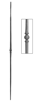 Barreau à souder en fer forgé. Section ronde de ø14mm de diamètre et 1000mm de hauteur. En acier à facettes. Le barreau est affiné sur la hauteur (les extrémités sont inférieurs à ø14mm) . Composé d’un motif central. La section du barreau peut varier de quelques millimètres sur les modèles à facettes.