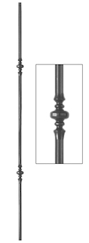 Barreau à souder en fer forgé. Section ronde de ø14mm de diamètre et 1000mm de hauteur. En acier lisse. Composé de deux motifs.