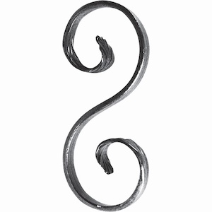 Volute en S finition queue de carpe. Hauteur 155mm largeur 72mm en fer plat de 16x6mm. Fixation par soudure. Permet de décorer votre fabrication en fer forgé, portail, clôture, pergola, mais également permet de renforcer la sécurité, en diminuant le vide entre barreau, ou d'augmenter le soutien. Fourni brut, à peindre ou à vernir pour protéger contre la corrosion.