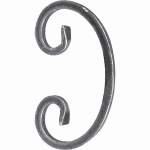 Volute en forme de \'C\' de 135mm de haut par 75mm de large. Avec une section en carré de 8mm. En fer forgé.