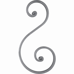 Volute inégale en S finition à noyau, en fer forgé. Hauteur 220mm largeur 115mm profilé en fer plat de 16x6mm. Fixation par soudure. Permet de décorer votre fabrication en fer forgé, portail, clôture, pergola, mais également permet de renforcer la sécurité, en diminuant le vide entre barreau, ou d'augmenter le soutien. Fourni brut, à peindre ou à vernir pour protéger contre la corrosion.
