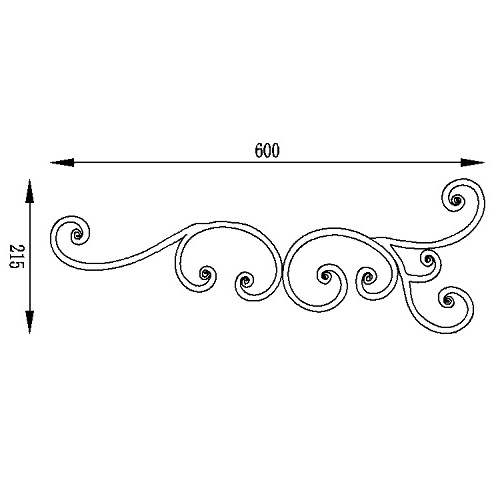 Décor volute grilles et portails 600x215 - Plat 20x8 mm