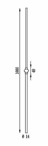 Barreau rond de 14mm de diamètre. Composé d'un décor au centre de 49mm de haut. Hauteur 1000 mm. En fer forgé à facettes. Pour rampes ou garde corps.
