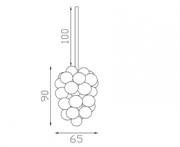 Décor représentant une grappe de raisins sur tige d'une hauteur de 90mm pour hauteur totale 190mm et d'une largeur de 65mm. En fer forgé.