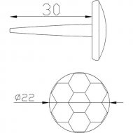 Clou de 22mm de large et 30mm de longueur en fer forgé. vendu à l'unité