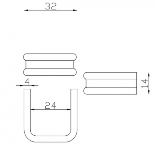 Collier pour volute en 14x4.  pour serrage de 2 volutes 12 x 6 et 1 barreau carré 12mm  