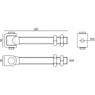 Gond charnière avec axe long M20 à serrer  pour un tube 35x35mm maximum.