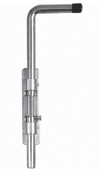 Verrou en forme de pistolet, pour portail ou portillon, en acier zingué. Hauteur 400mm Diamètre Ø16mm. Fixation par vissage de la platine. Convient pour une utilisation en extérieur. Fourni brut, peut être peint ou verni. Accessoires de fixation non fournis.