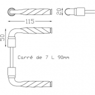 Jeu de béquilles en aluminium éproxy noir avec un carré de 7mm.