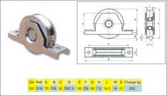 Roue à gorge ronde de diamètre Ø100. A encastrer dans un tube 80 x 40 x 2,5mm mini. Charge maximum supportée de 230KG. Compatible avec le rail 19192.