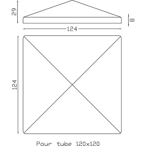 Couvre poteau en inox pour tube de 120x120mm.