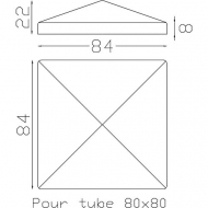 Couvre poteau en inox pour un tube de 80x80mm.