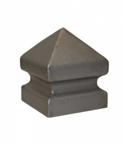 Chapeau couvre poteau, pour tube carré de 100x100mm, en fer forgé. Largeur 100mm Longueur 100mm. Se positionne au dessus de votre tube carré creux. Idéal pour permettre une finition élégante de vos poteaux de clôtures, ou garde corps, par exemple. Fixation par soudure. Livré brut, prêt à peindre ou à vernir. Existe en plusieurs longueurs, par exemple 80x80mm (ref 15059005) et en longueur 120x120mm (ref 19582).