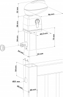 Serrure de sécurité de piscine blanche  pour un tube de 40x40mm.