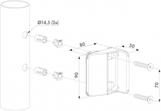 Gâche de sécurité de piscine pour tube de diamètre de 60mm. Compatible avec la serrure réf 19646 